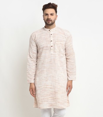 AEW DESIGNS Men Self Design Straight Kurta(White)