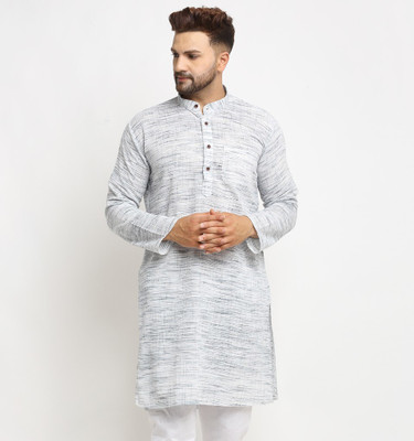 AEW DESIGNS Men Self Design Straight Kurta(Blue)