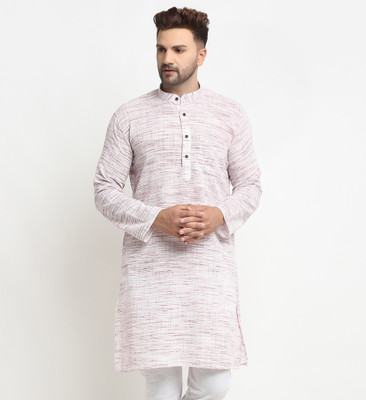 AEW DESIGNS Men Self Design Straight Kurta(White)
