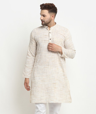 AEW DESIGNS Men Self Design Straight Kurta(White)
