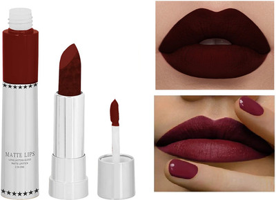 GFSU 2 IN 1 MATTE LIQUID CARYON LIPSTICK SMUDGE -PROOF KISS PROOF LONG LASTING(DARK MAROON, 8 ml)