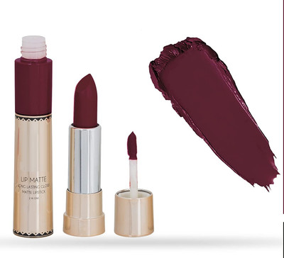 THTC 2 IN 1 Long Lasting Matte & Gloss Lipstick Waterproof(MAHROON, 8 g)