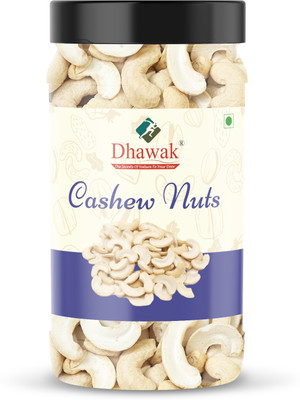 Dhawak White 2 pieces Kaju 2 Tukda split broken Cashews Nuts Jumbo Size Half [Jar Pack] Cashews(1 x 500 g)