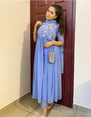 ramev creation Embroidered Kurta, Palazzo & Dupatta Set