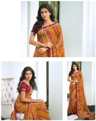 PHORIA STYLE Printed Bollywood Georgette, Chiffon Saree(Multicolor, Orange)