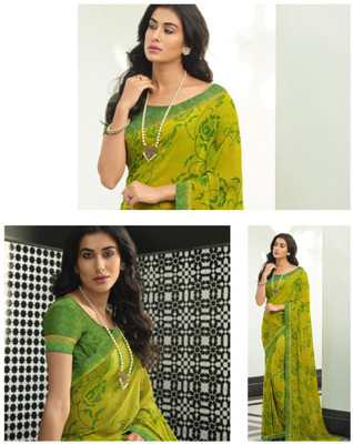PHORIA STYLE Printed Bollywood Georgette, Chiffon Saree(Light Green)
