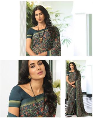 PHORIA STYLE Printed Bollywood Georgette, Chiffon Saree(Green)