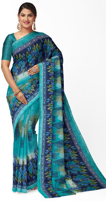Saadhvi Floral Print Bandhani Georgette Saree(Green)