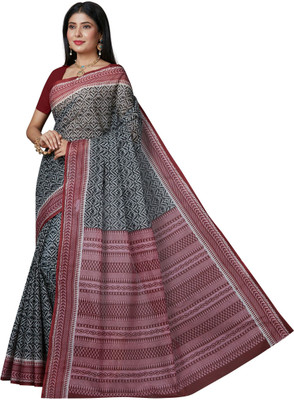 SHANVIKA Printed Daily Wear Pure Cotton Saree(Grey)