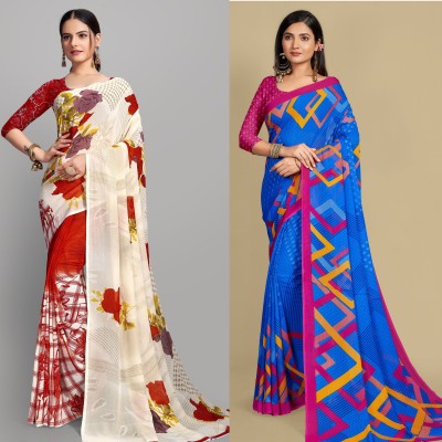 BALAR CREATION Floral Print Daily Wear Georgette Saree(Pack of 2, Multicolor)