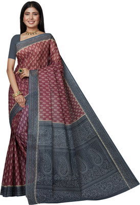 SHANVIKA Printed Daily Wear Pure Cotton Saree(Pink)