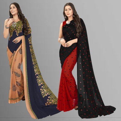 Anand Sarees Printed Daily Wear Georgette Saree(Pack of 2, Multicolor)