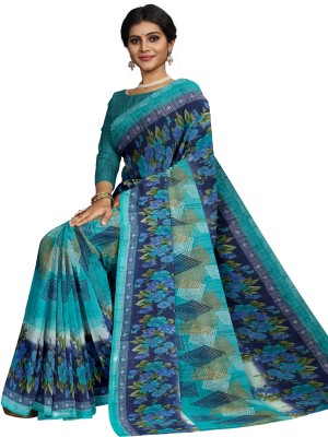 Saadhvi Floral Print Bandhani Georgette Saree(Green)