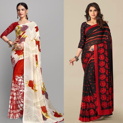 BALAR CREATION Floral Print Daily Wear Georgette Saree(Pack of 2, Multicolor)