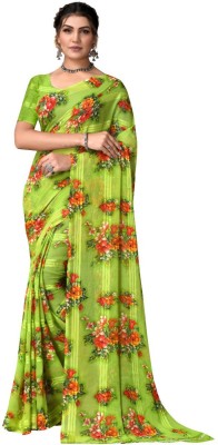 Divastri Floral Print Bollywood Georgette Saree(Green)