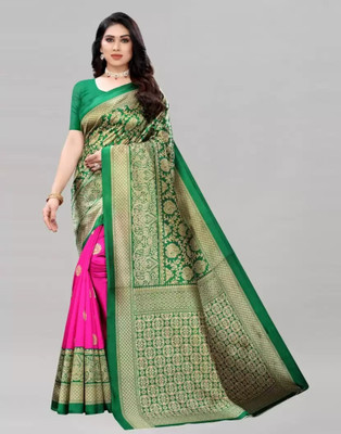 Grubstaker Printed Assam Silk Art Silk Saree(Multicolor)