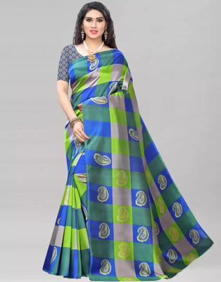 Grubstaker Printed Assam Silk Art Silk Saree(Multicolor)