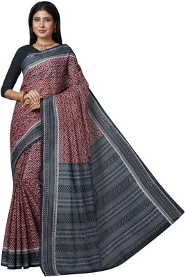 SHANVIKA Printed Daily Wear Pure Cotton Saree(Maroon)