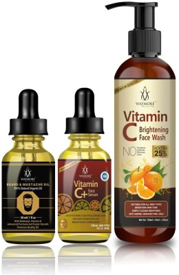 WAYMORE Vitamin C face wash 200 ml, Vitamin C face serum 30ml and Neem Oil 100ml (Combo Pack)(3 Items in the set)