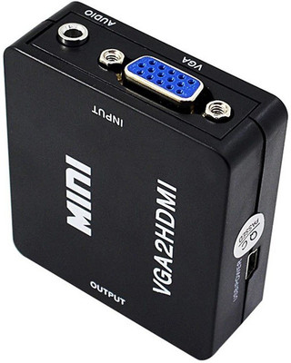 microware Mini Audio Video Converter, Black VGA to HDMI Converter Box Media Streaming Device(Black)