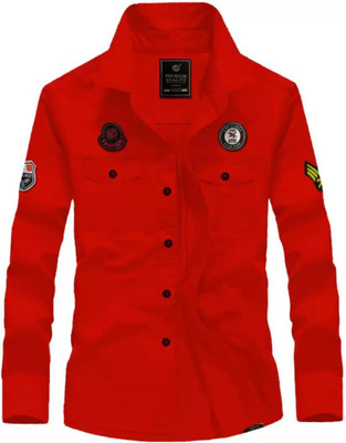 SHOPPYBUCKET Men Solid Casual Red Shirt