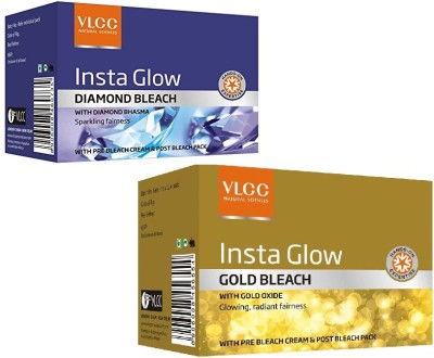 VLCC Insta Glow Diamond Bleach (60g) + Gold Bleach, 60g Combo(120 g)