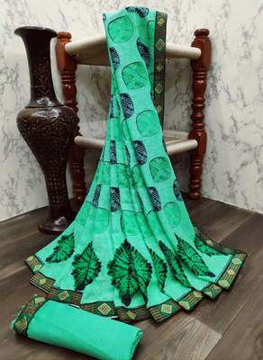 Kanooda Prints Printed Bandhani Georgette Saree(Multicolor)