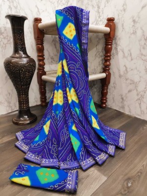 maayro Printed Bandhani Georgette Saree(Multicolor)