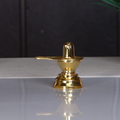 KridayKraft Metal Shiva Lingam Shiv Ling Idol Murti for Pooja Purpose Decorative Showpiece  -  6 cm(Aluminium, Gold)