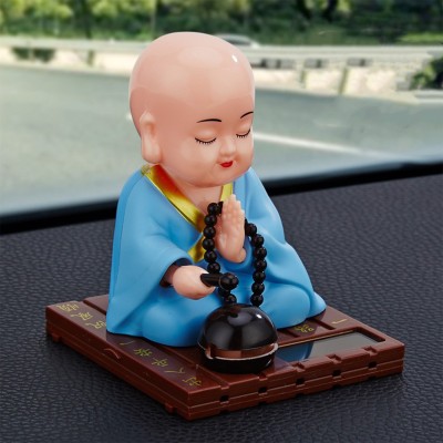 Elegant Lifestyle Cute Solar Monk Buddha Feng-Shui, Positive Energy, Money Luck & Prosperity Gift Decorative Showpiece  -  10 cm(Plastic, Blue)