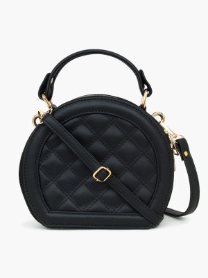 Lychee Bags Black Sling Bag WOMEN PU BLACK QUILTED SLING BAG