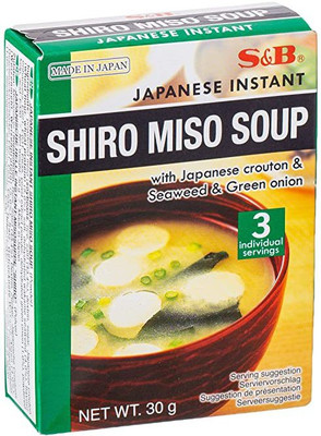 S&B Japanese Instant Shiro Miso Soup With Japanese Crouton & Seaweed, Green Onion(30 g)