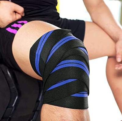 JMO27Deals Knee Wrap for Weightlifting-Adjustable Fabric Straps For Men & Women Knee Support(Blue)