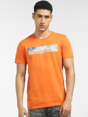 JACK & JONES Printed Men Round Neck Orange T-Shirt