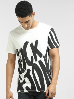 JACK & JONES Typography Men Round Neck White T-Shirt