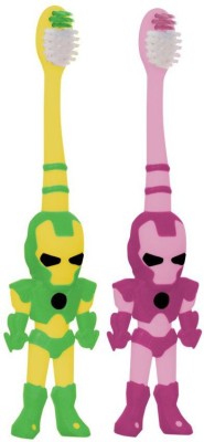 Yunicron Max Robot Style Kids Toothbrush with Tongue Cleaner (Pack of 2) Extra Soft Toothbrush(Pack of 2)