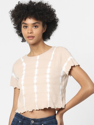 ONLY Casual Tie & Dye Women Beige Top