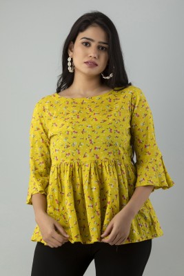 CHEER PAT Casual Printed Women Yellow Top