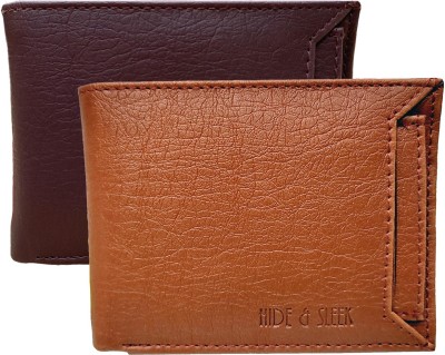 HIDE & SLEEK Men Trendy Multicolor Artificial Leather Wallet(8 Card Slots, Pack of 2)