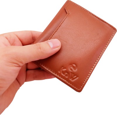 knW Men & Women Casual Tan Genuine Leather Wallet(10 Card Slots)