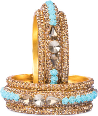 Mamon Creations Brass, Alloy Gold-plated Bangle Set(Pack of 6)