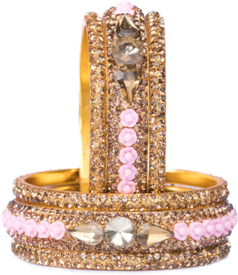 Mamon Creations Brass, Alloy Gold-plated Bangle Set(Pack of 6)