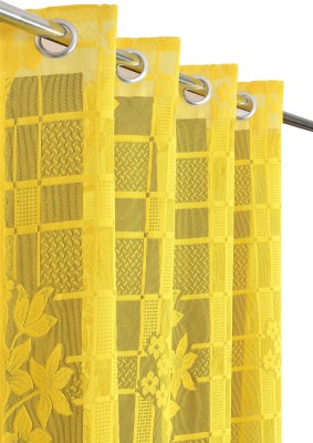 Lucacci 153 cm (5 ft) Net Transparent Window Curtain (Pack Of 2)(Printed, Yellow)