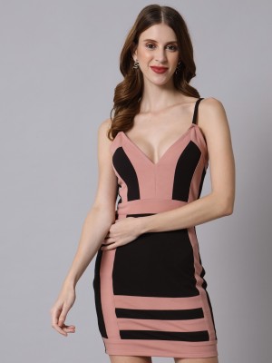 TANDUL Women Bodycon Black, Pink Dress