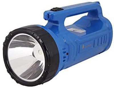 GLOWISH MULTI FUNCTION LONG RANGE LASER LED RECHARGEABLE LED WITH SIDE TWIN TUBE SUPPORT 8 hrs Torch Emergency Light(Blue)