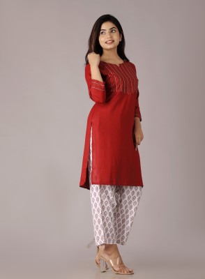 Mohini Fashion Women Embroidered A-line Kurta(Maroon)