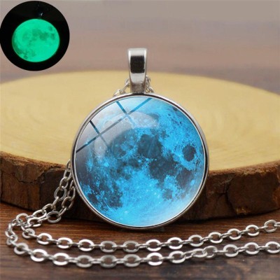 Syfer Glow in the Dark Moon Pendant for Men and Women Radium Moon Pendant/Locket Silver Brass Pendant