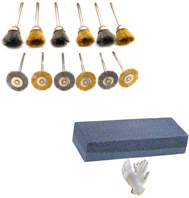 Digital Craft 12Pc Wire Brush Set & Combination Stone Power & Hand Tool Kit(3 Tools)