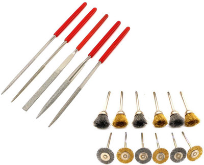 Digital Craft 5Pc Diamond file Set & 12Pc Wire Brush Set Power & Hand Tool Kit(3 Tools)