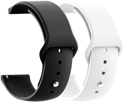 AOnes Pack of 2 Silicone Belt Watch Strap for Fireboltt Ninja Call 2 Smart Watch Strap(Black, White)
